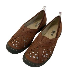 JBU Pecan All Terra Traction Casual Slip-on Perforated Shoes Chestnut Faux Suede